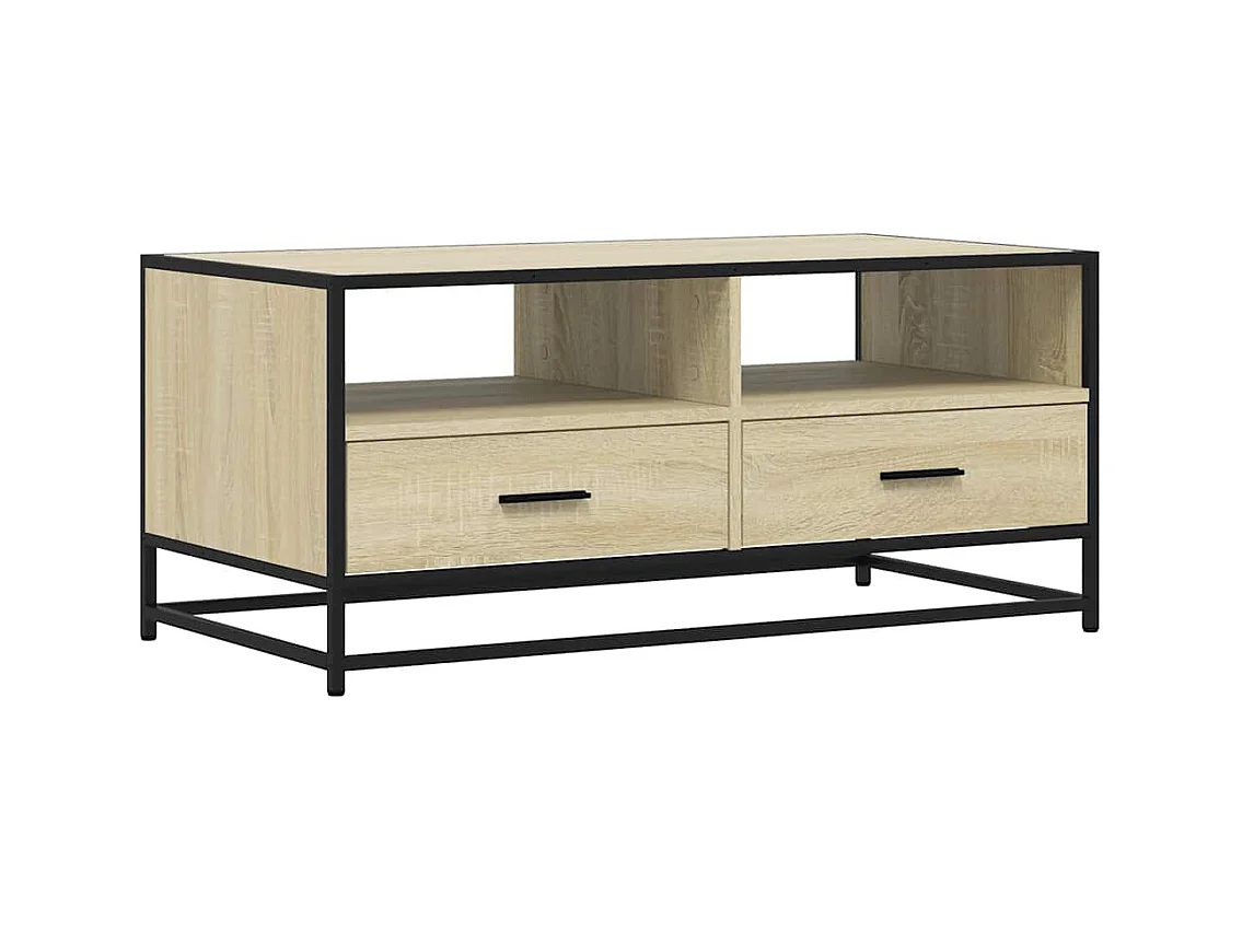 Table basse chêne sonoma 100x50x45cm bois d'ingénierie et métal