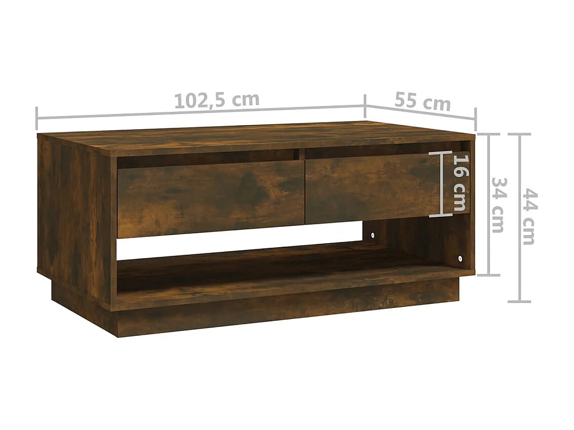 Table basse Chêne fumé 102,5x55x44 cm Bois d'ingénierie