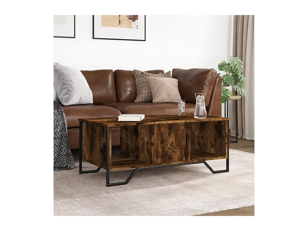 Table basse chêne fumé 100x51x40 cm bois d'ingénierie