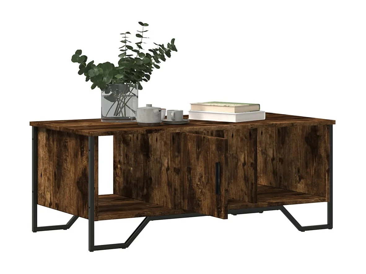 Table basse chêne fumé 100x51x40 cm bois d'ingénierie