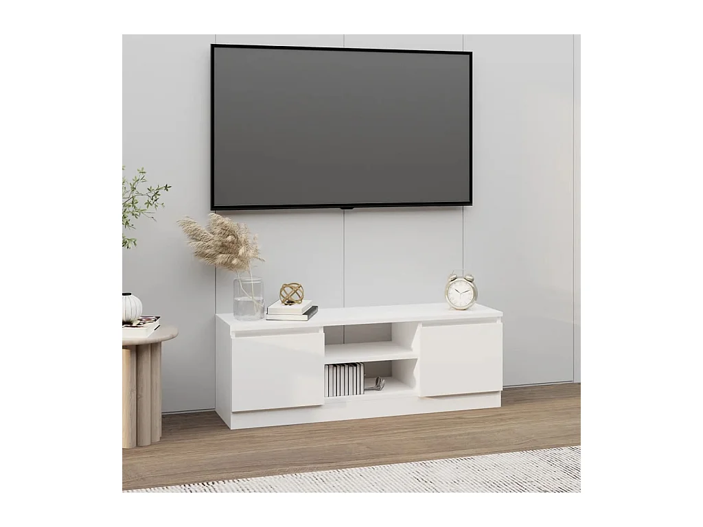 Meuble TV avec porte Blanc 102x30x36 cm