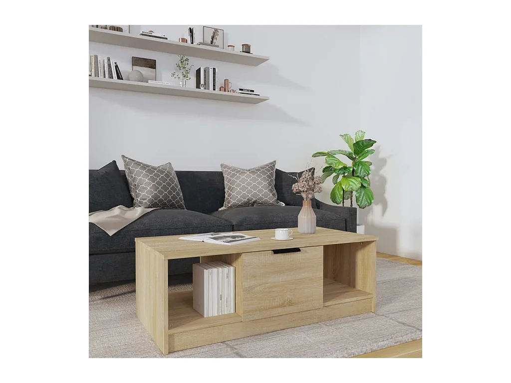 Table basse chêne sonoma 102x50x36 cm bois d'ingénierie