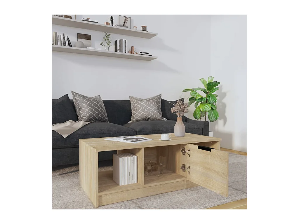 Table basse chêne sonoma 102x50x36 cm bois d'ingénierie