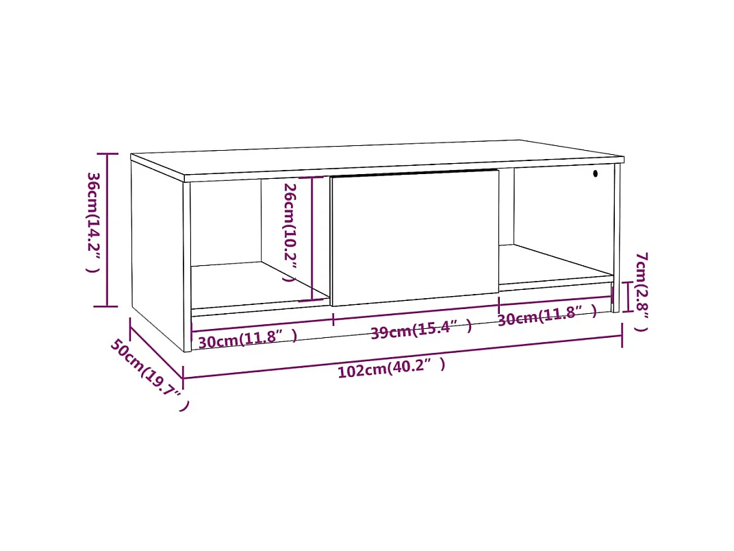 Table basse chêne sonoma 102x50x36 cm bois d'ingénierie