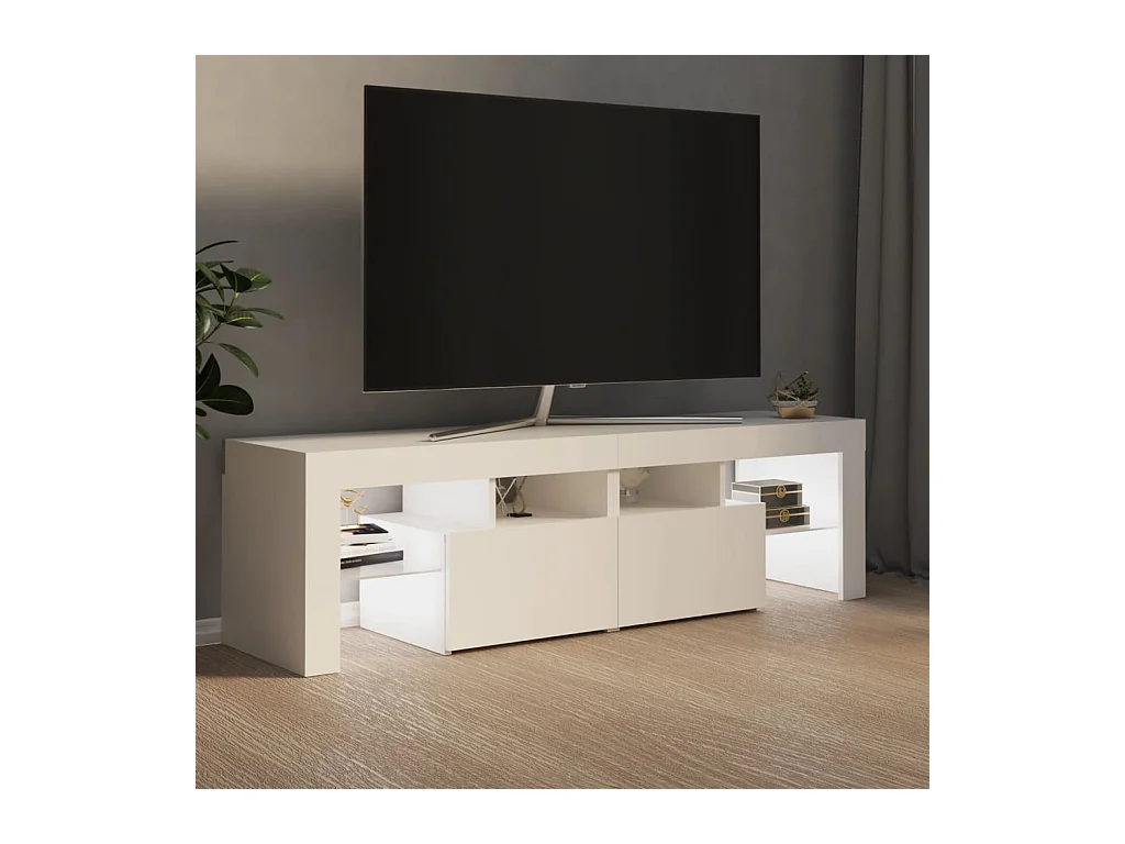 Meuble TV avec lumières LED Blanc 140x36,5x40 cm