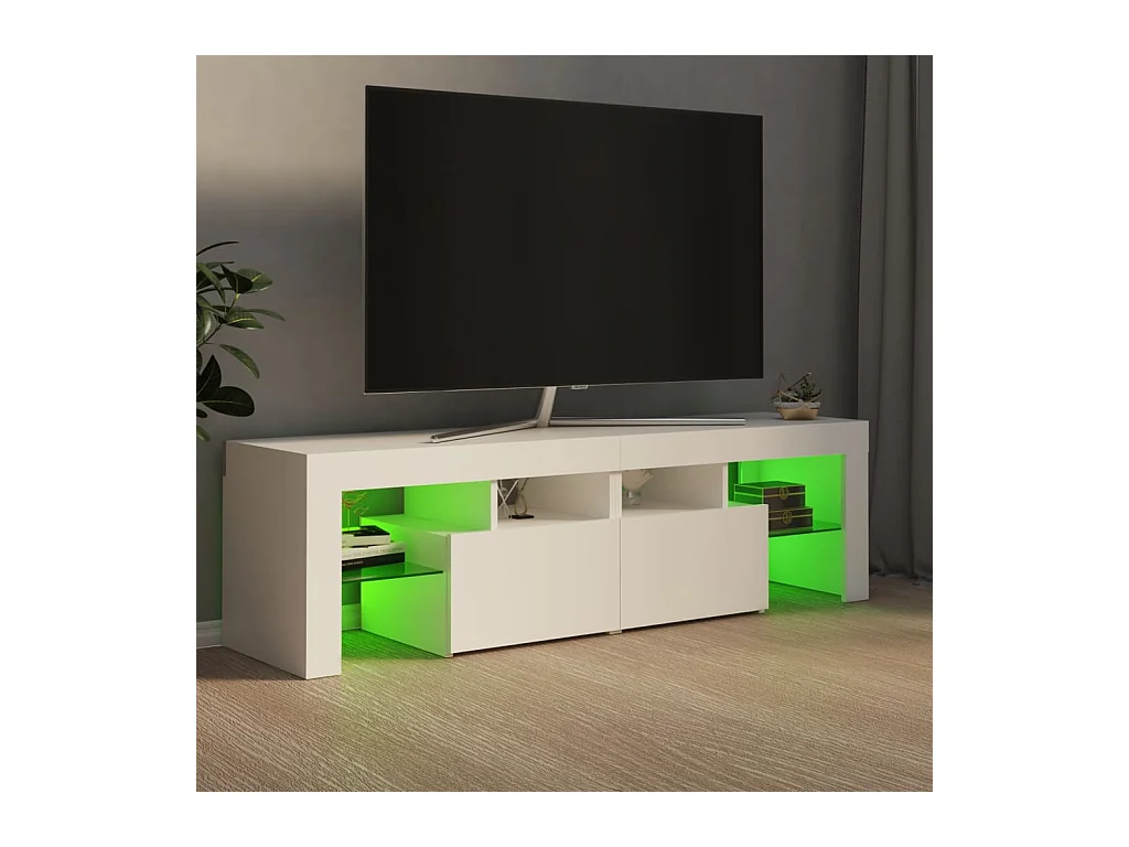 Meuble TV avec lumières LED Blanc 140x36,5x40 cm