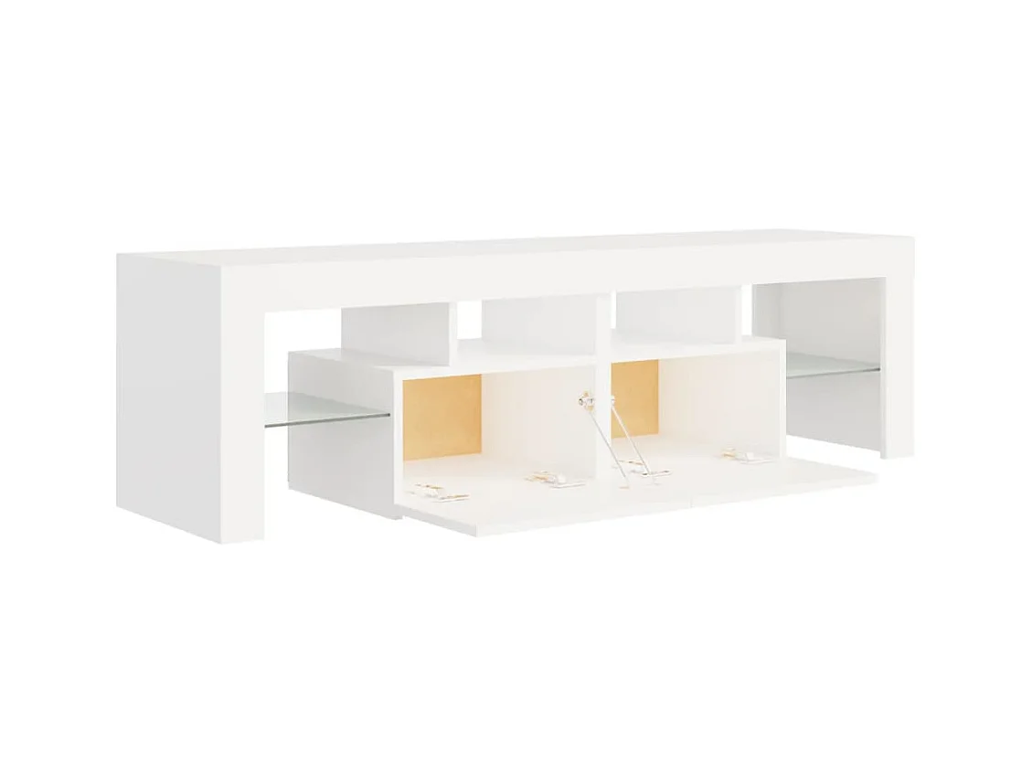 Meuble TV avec lumières LED Blanc 140x36,5x40 cm