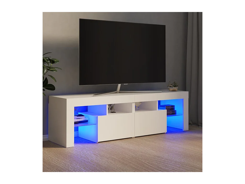 Meuble TV avec lumières LED Blanc 140x36,5x40 cm