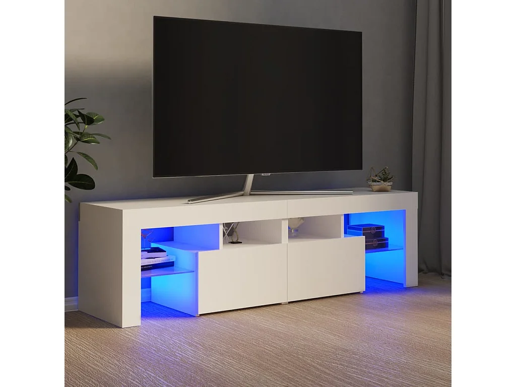 Mobile porta TV con luci LED Bianco 140x36,5x40 cm
