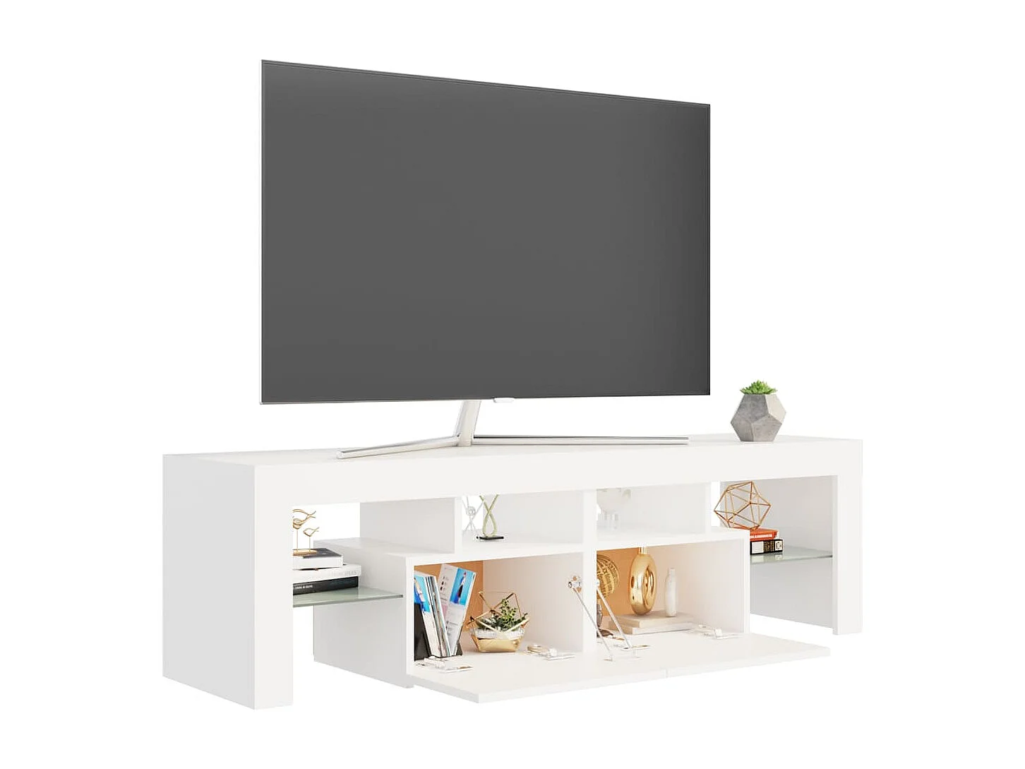 Mobile porta TV con luci LED Bianco 140x36,5x40 cm