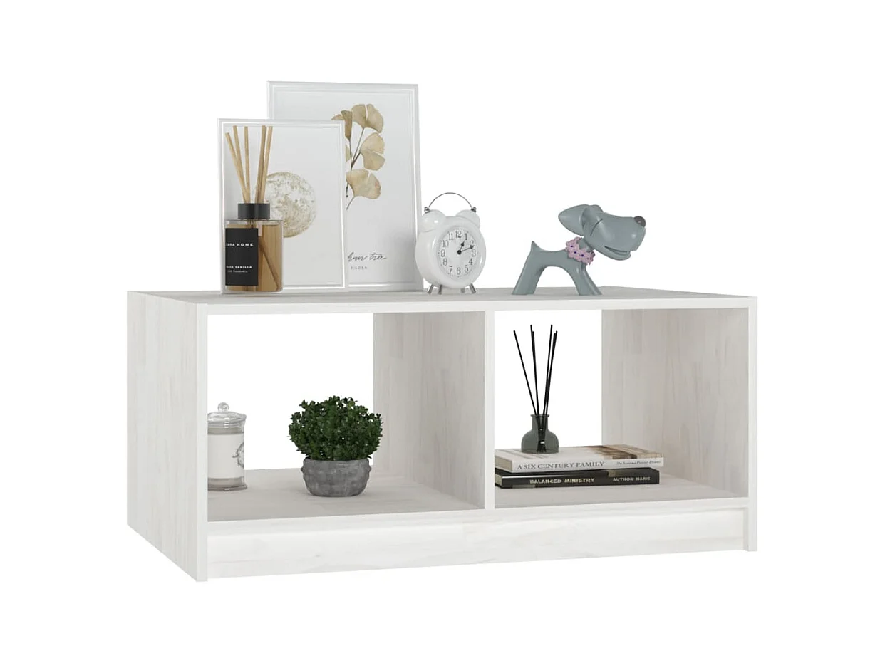 Table basse blanc 75x50x33,5 cm bois de pin massif