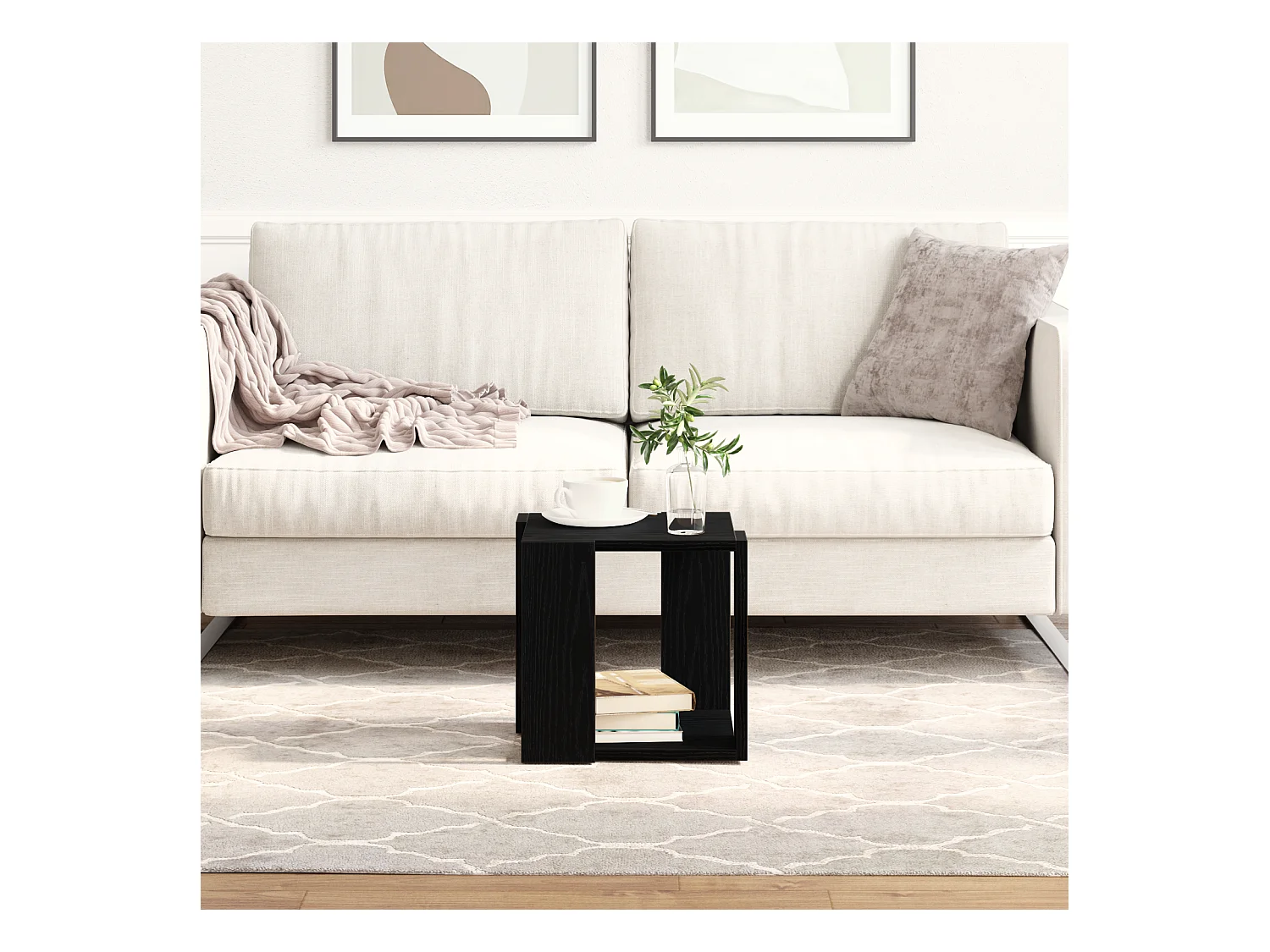 Table Basse Chêne noir MDF 32 x 32 x 30 cm Simple Carré