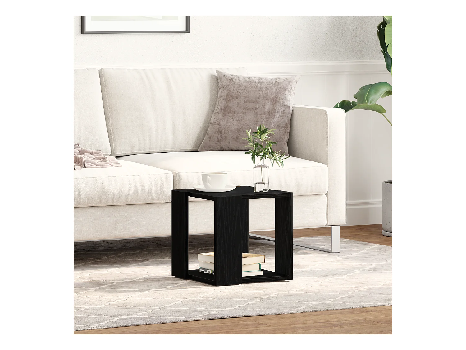 Table Basse Chêne noir MDF 32 x 32 x 30 cm Simple Carré