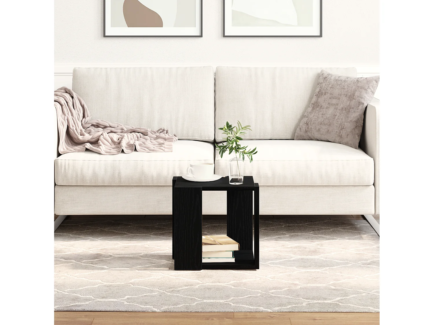 Zwarte eiken MDF salontafel 32 x 32 x 30 cm Eenvoudig vierkant