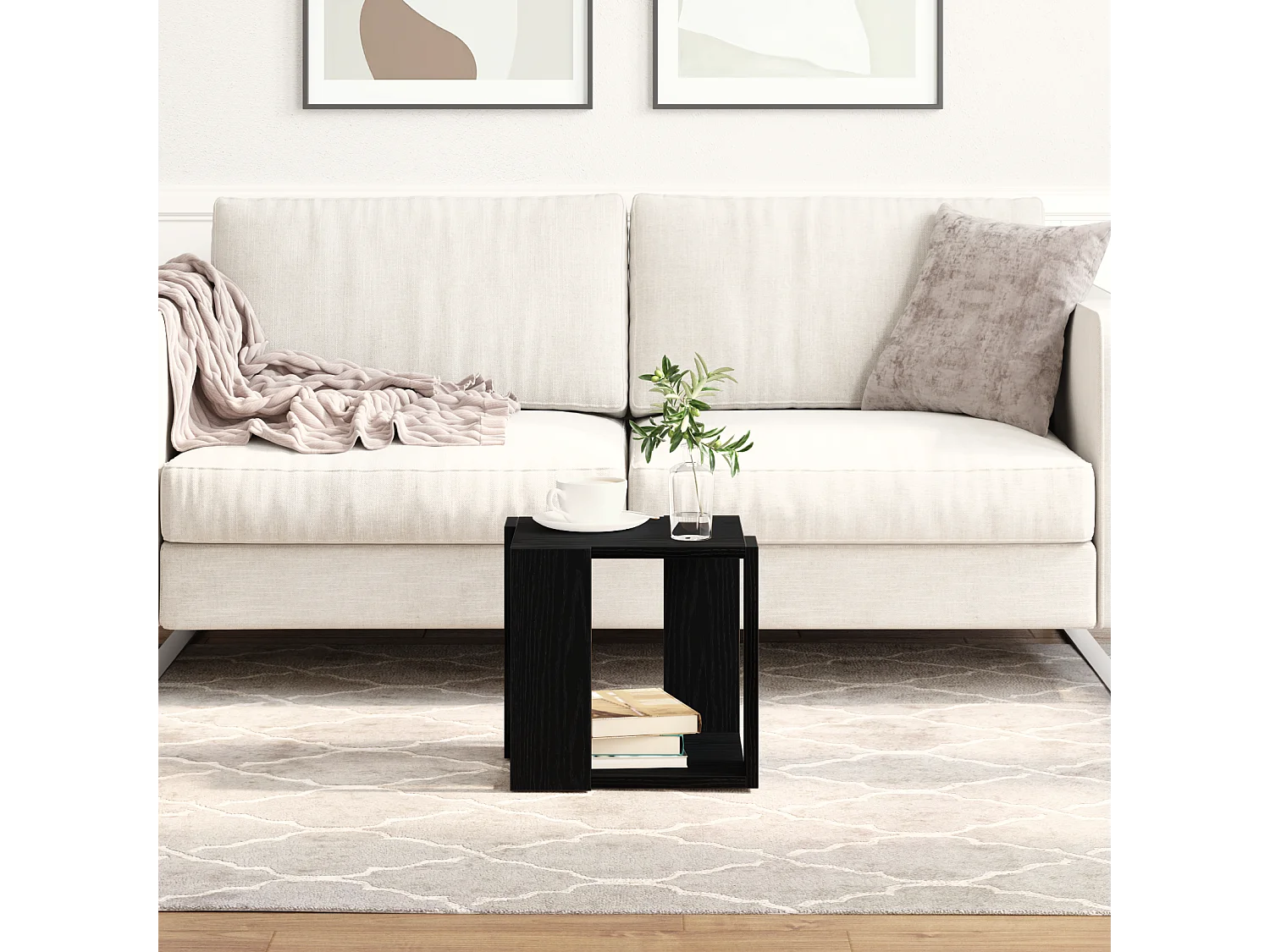 Table Basse Chêne noir MDF 32 x 32 x 30 cm Simple Carré