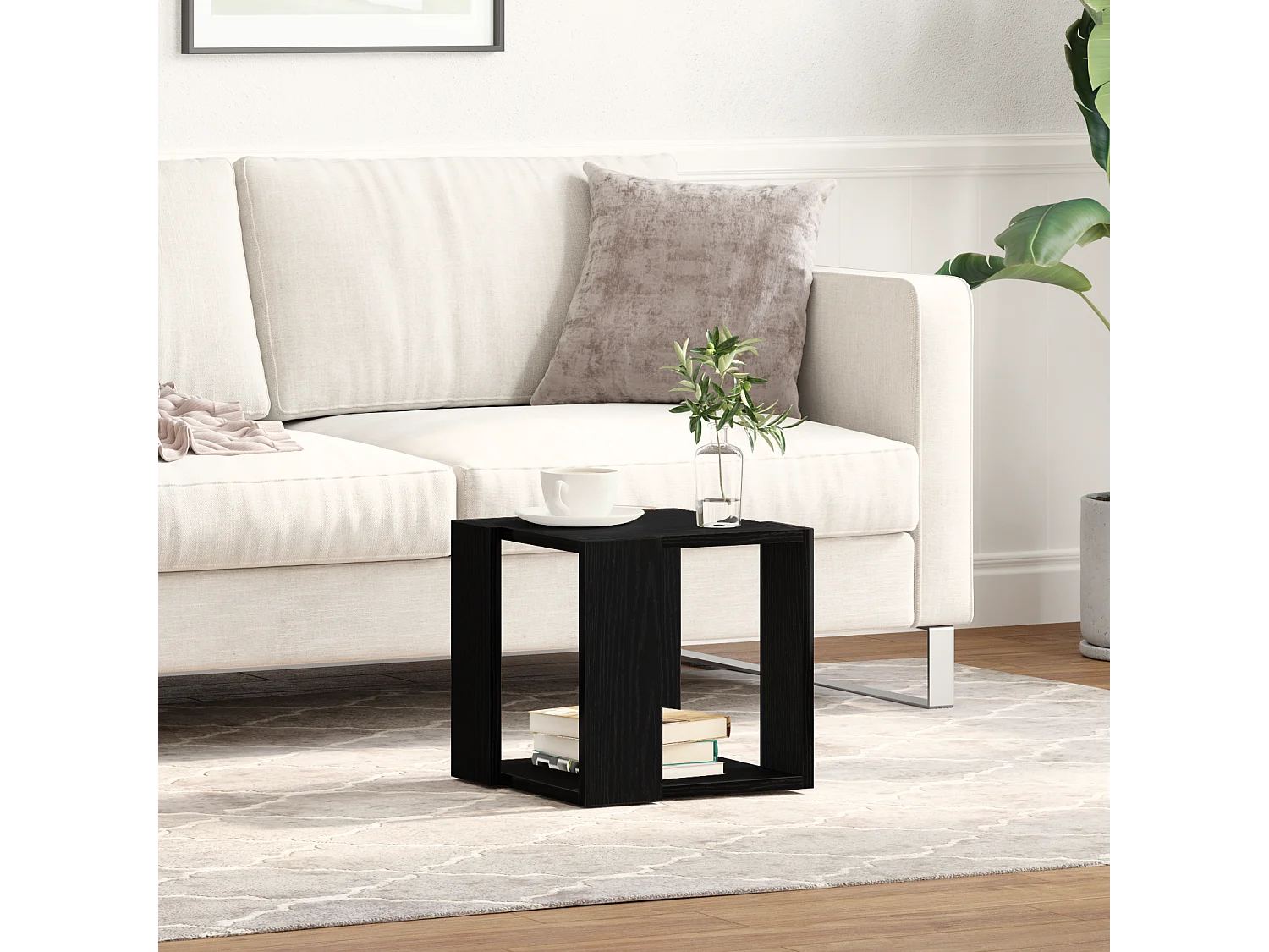 Table Basse Chêne noir MDF 32 x 32 x 30 cm Simple Carré