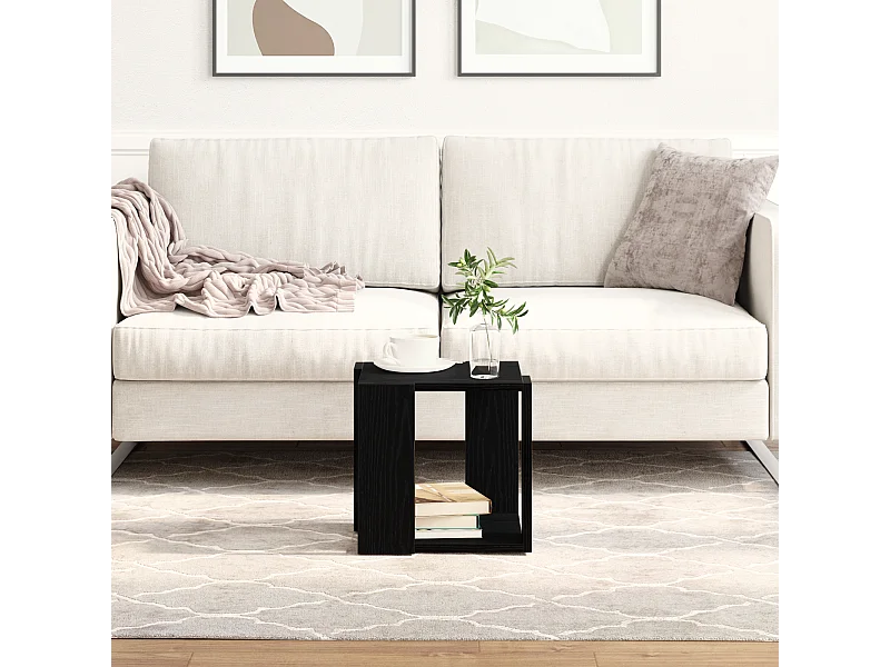 Couchtisch aus MDF, Eiche schwarz, 32 x 32 x 30 cm, schlicht, quadratisch