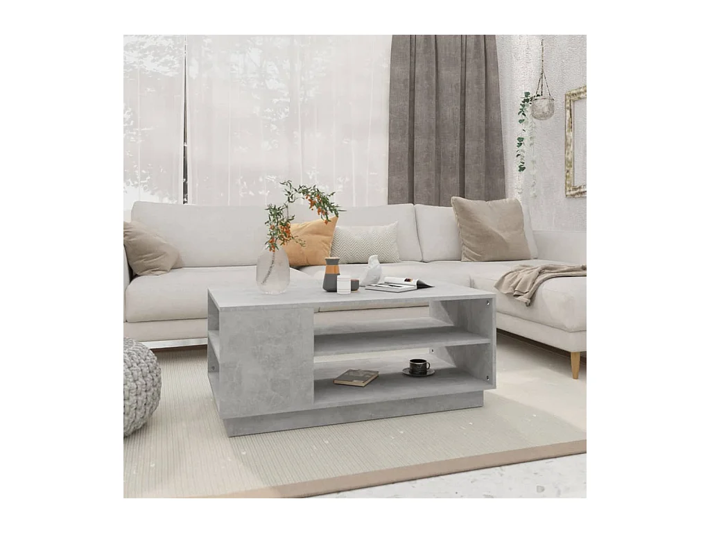 Betongrijze salontafel 102x55x43 cm bewerkt hout