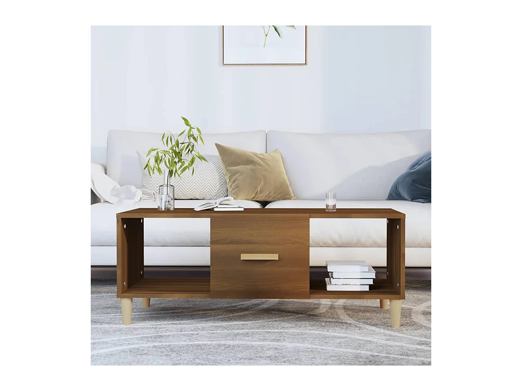 Table basse chêne marron 102x50x40 cm bois d'ingénierie