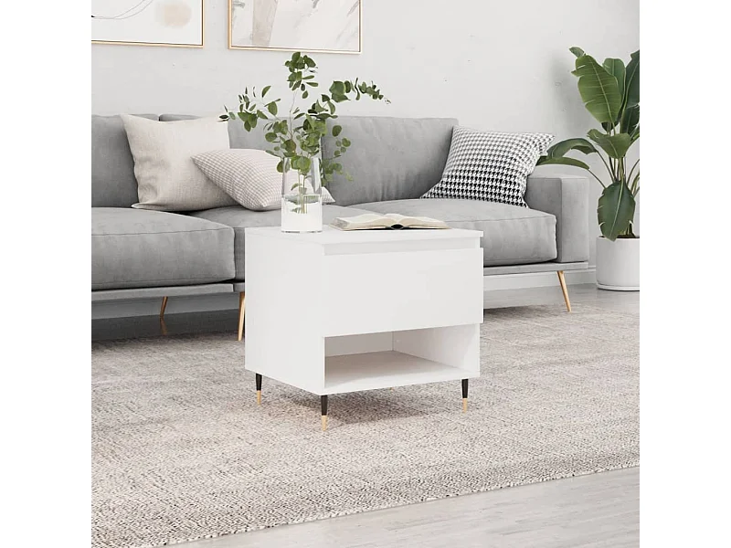 Table basse blanc 50x46x50 cm bois d’ingénierie