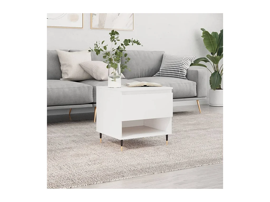 Table basse blanc 50x46x50 cm bois d’ingénierie