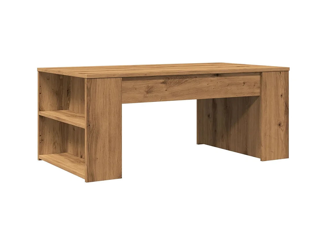 Tavolino da caffè in rovere fatto a mano 102x55x42 cm in legno ingegnerizzato