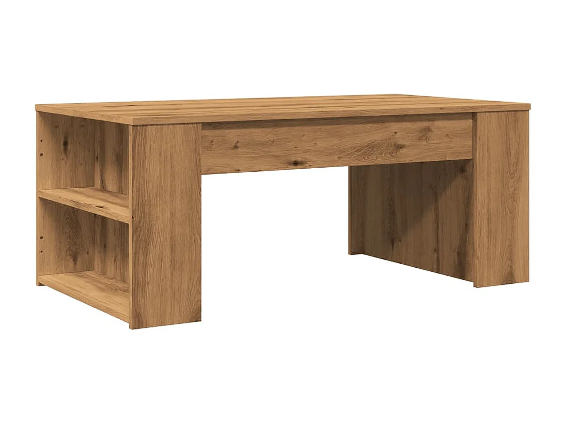 Tavolino da caffè in rovere fatto a mano 102x55x42 cm in legno ingegnerizzato