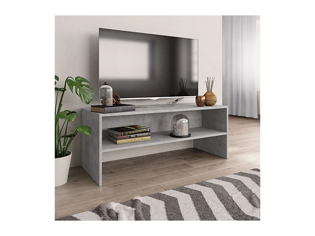 Meuble TV Gris béton 100x40x40 cm Bois d’ingénierie