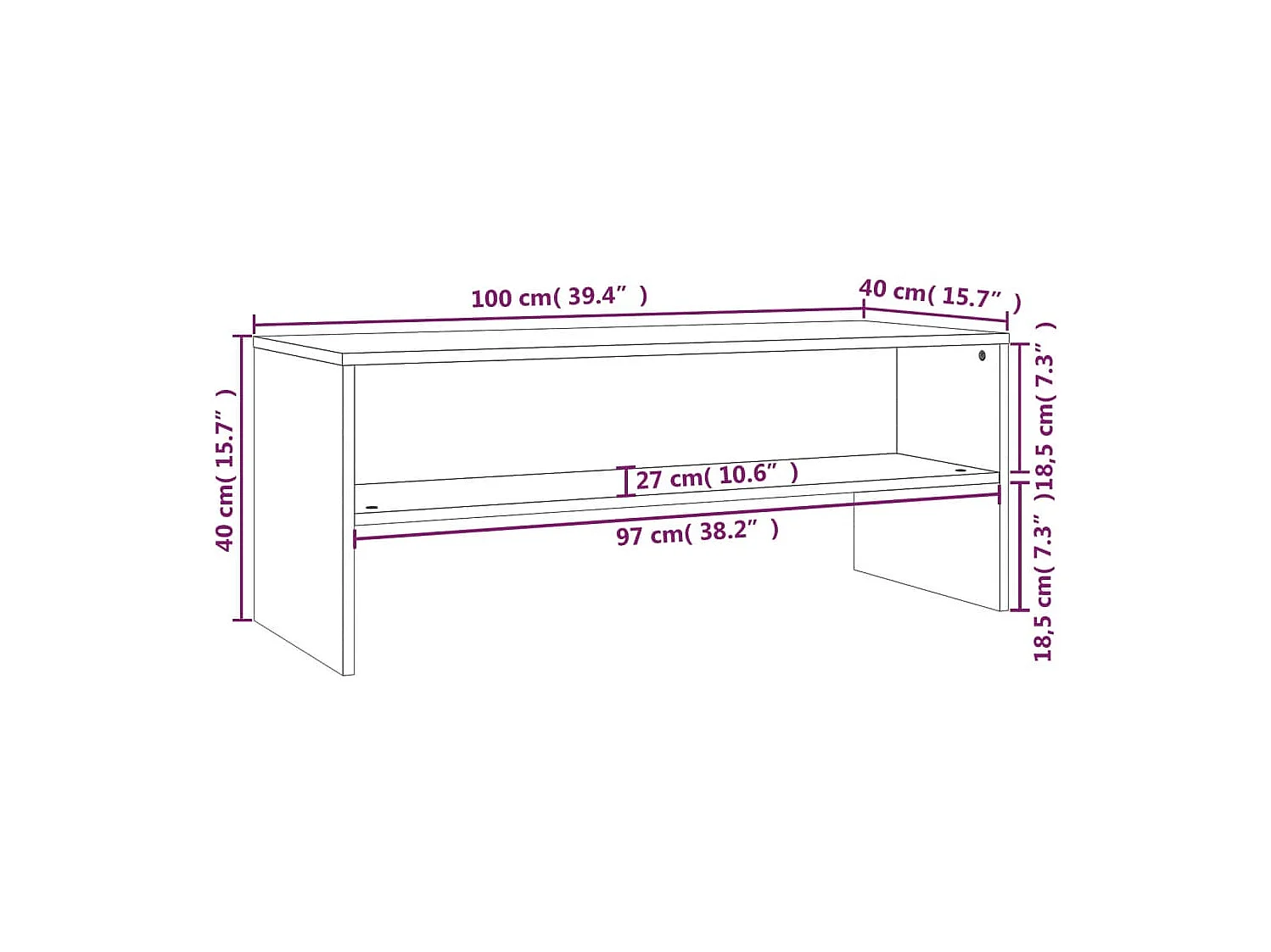 Meuble TV Gris béton 100x40x40 cm Bois d’ingénierie