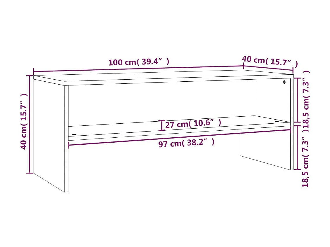 Meuble TV Gris béton 100x40x40 cm Bois d’ingénierie