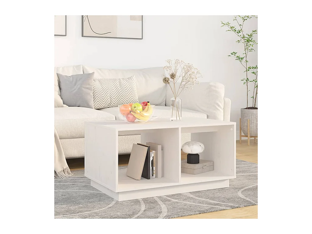 Table basse Blanc 80x50x40 cm Bois massif de pin