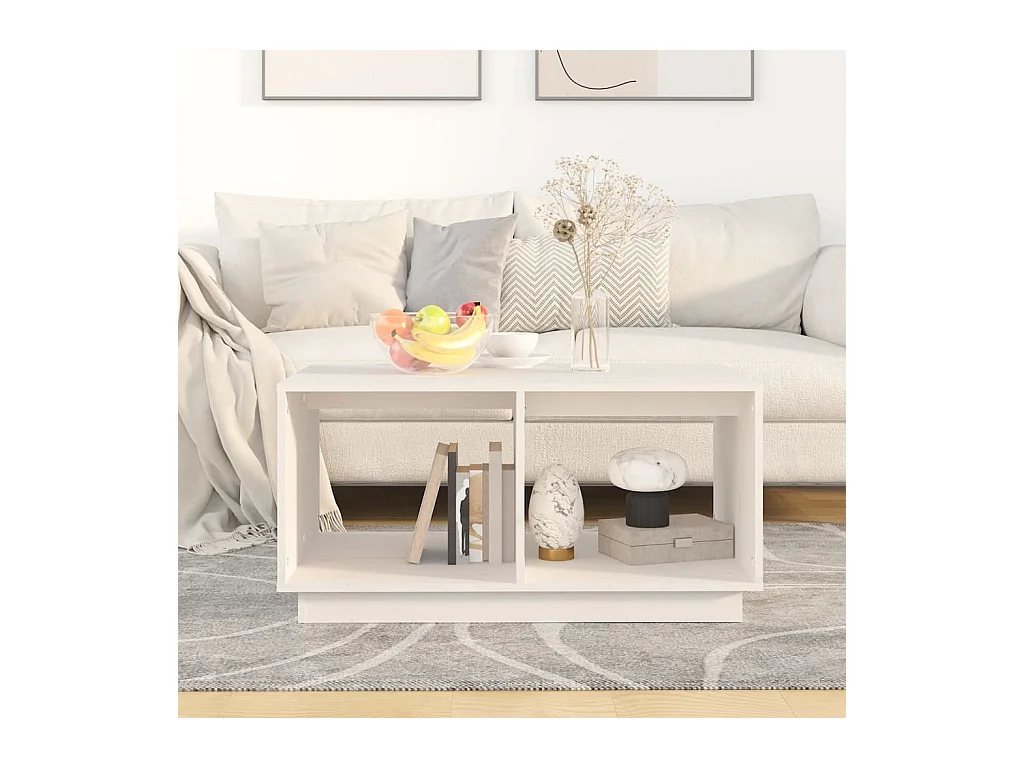Table basse Blanc 80x50x40 cm Bois massif de pin