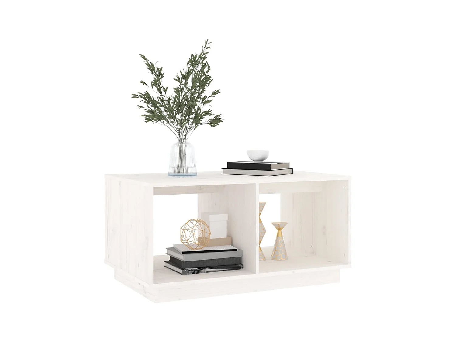 Table basse Blanc 80x50x40 cm Bois massif de pin