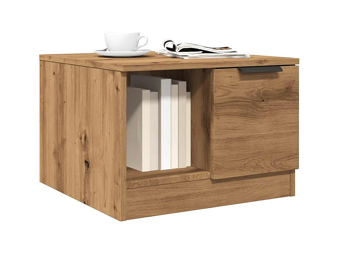 Table basse chêne artisanal 50x50x36 cm bois d'ingénierie