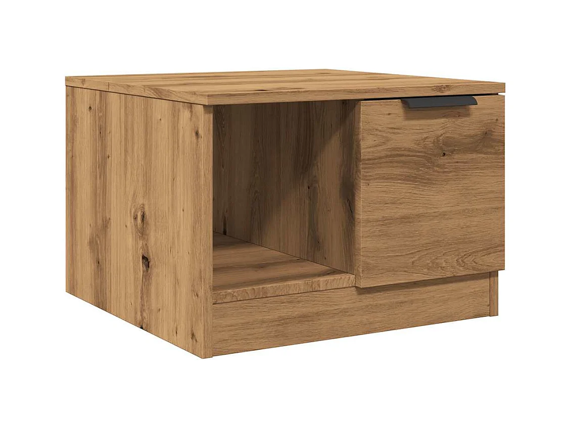 Table basse chêne artisanal 50x50x36 cm bois d'ingénierie