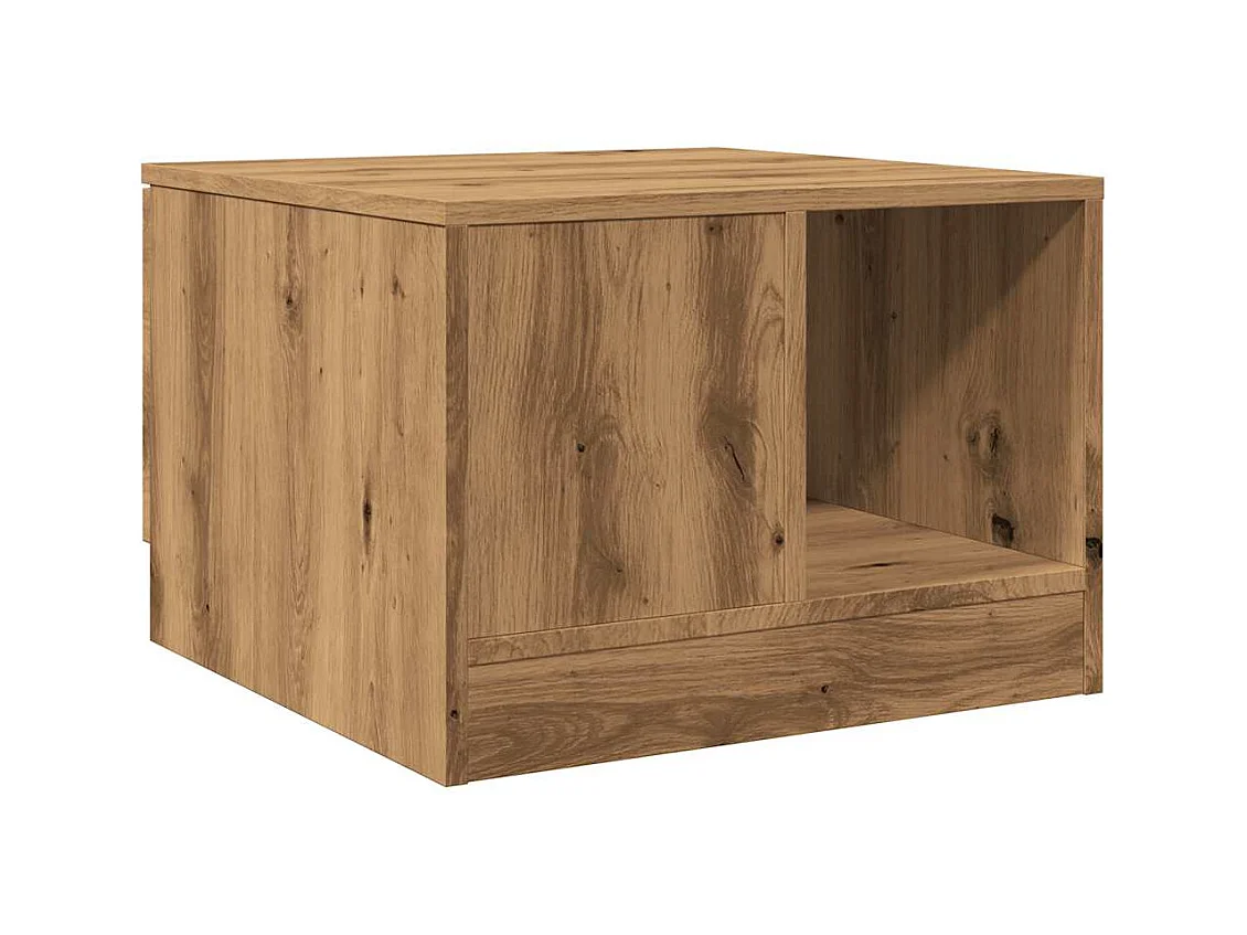 Table basse chêne artisanal 50x50x36 cm bois d'ingénierie
