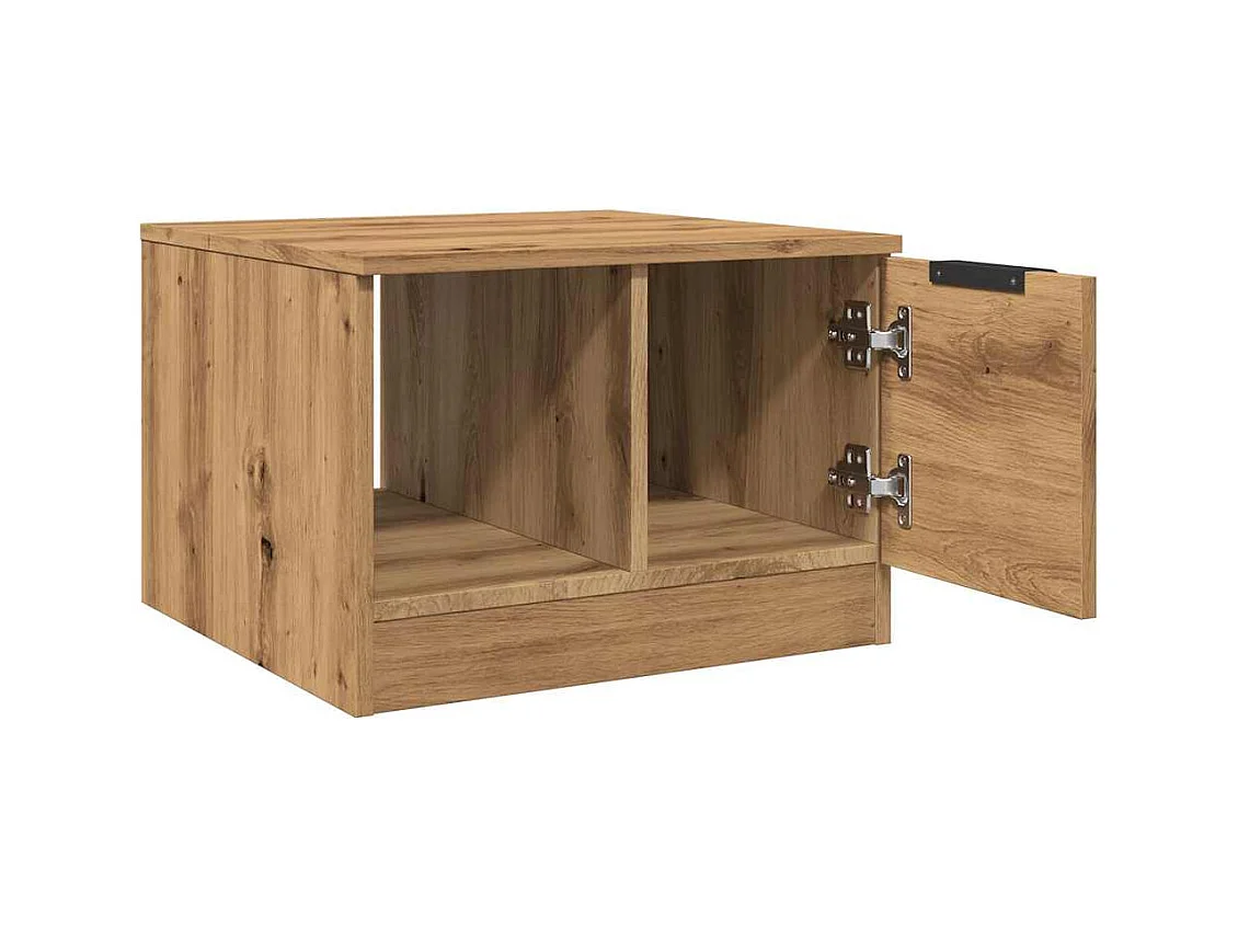 Table basse chêne artisanal 50x50x36 cm bois d'ingénierie