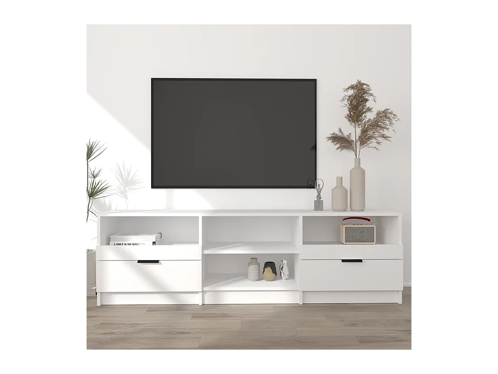 Weißer TV-Schrank 150x33,5x45 cm Holzwerkstoff
