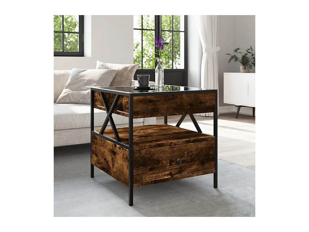 Table basse avec LED Infinity chêne fumé 50x50x51 cm