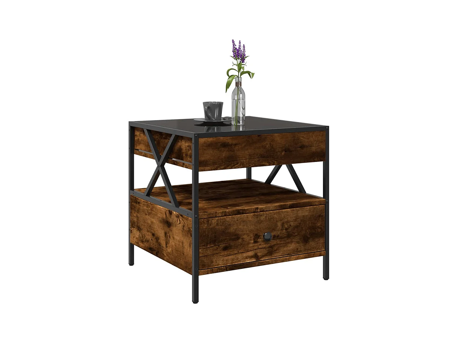 Table basse avec LED Infinity chêne fumé 50x50x51 cm