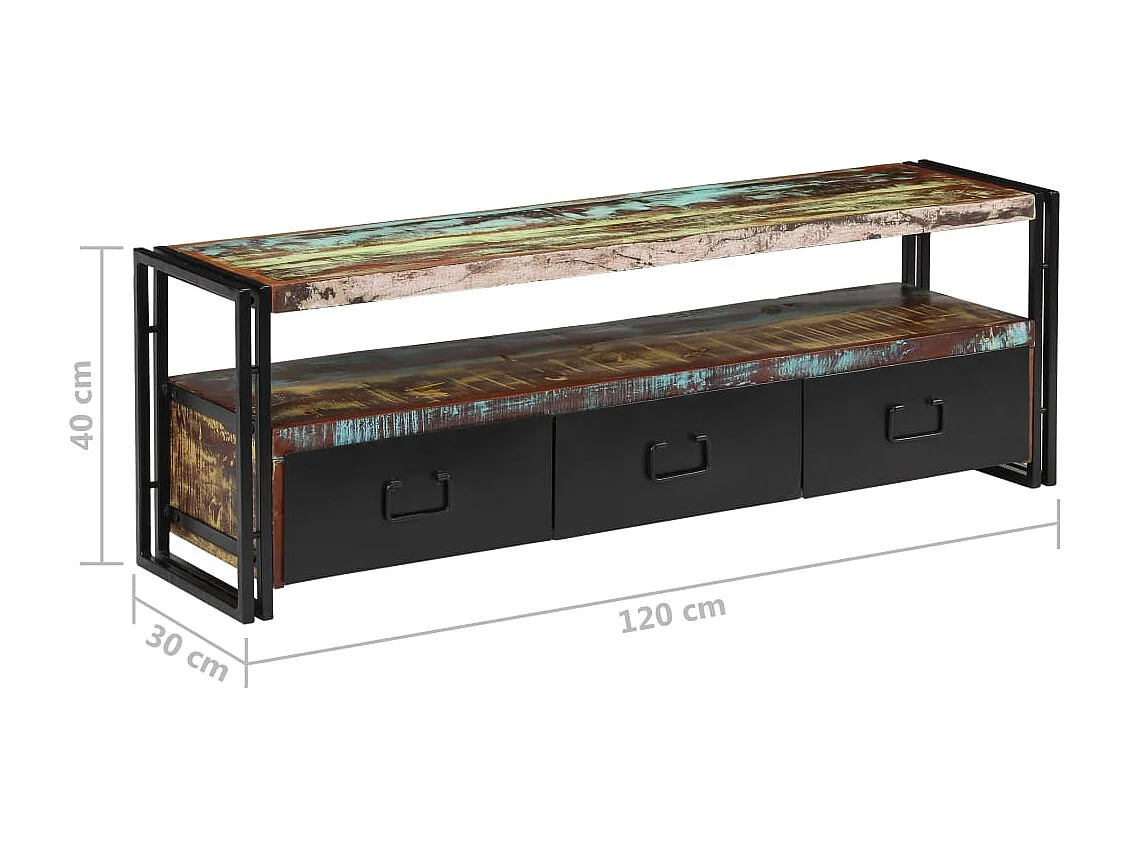 Mobile porta TV in legno massello di recupero 120 x 30 x 40 cm