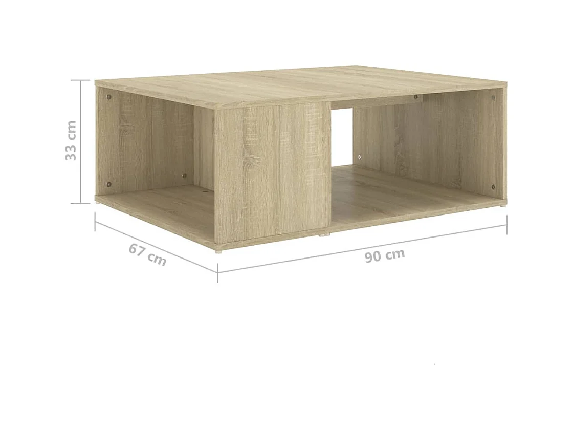 Table basse chêne sonoma 90x67x33 cm bois d'ingénierie