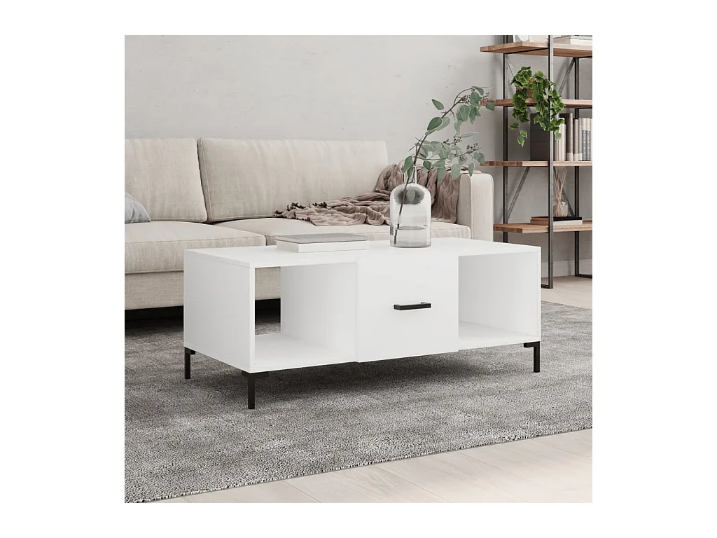 Table basse blanc 102x50x40 cm bois d'ingénierie