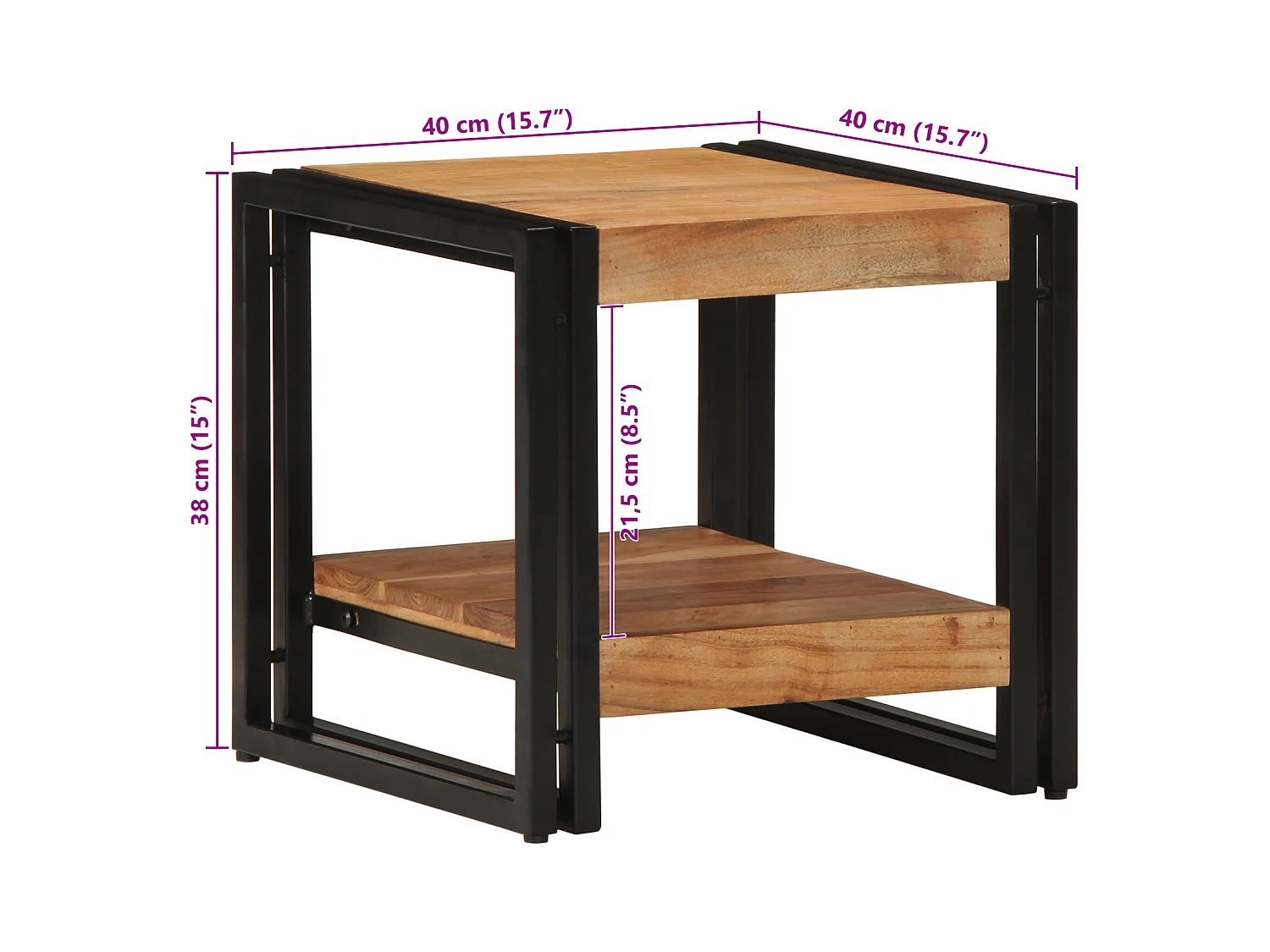 Table basse 40x50x38 cm en bois d'acacia massif