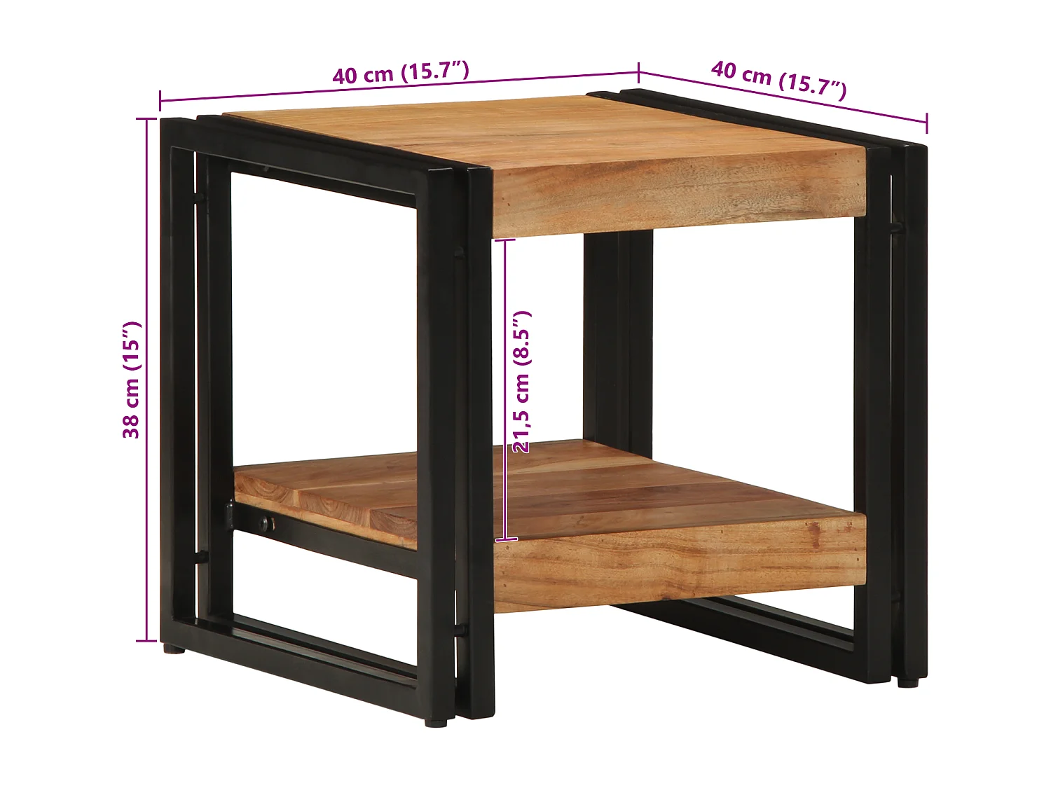 Table basse 40x50x38 cm en bois d'acacia massif