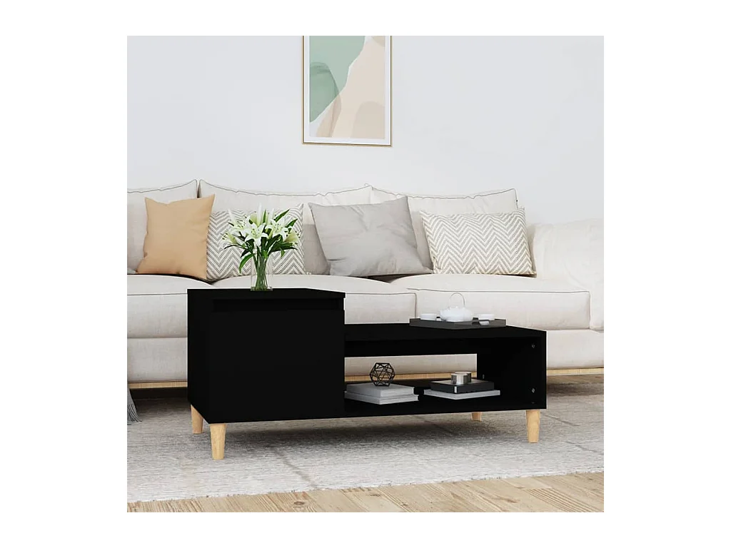 Schwarzer Couchtisch 100x50x45 cm Holzwerkstoff