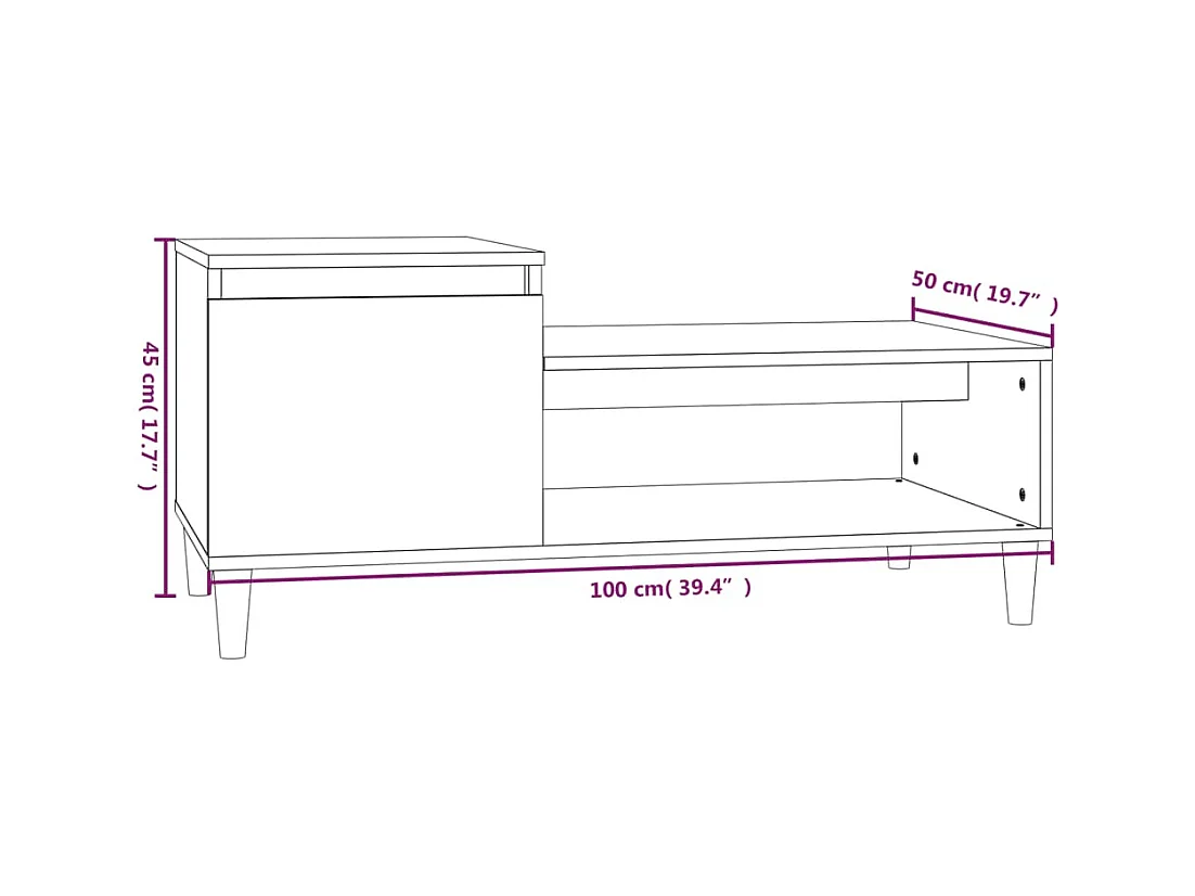 Table basse Noir 100x50x45 cm Bois d'ingénierie
