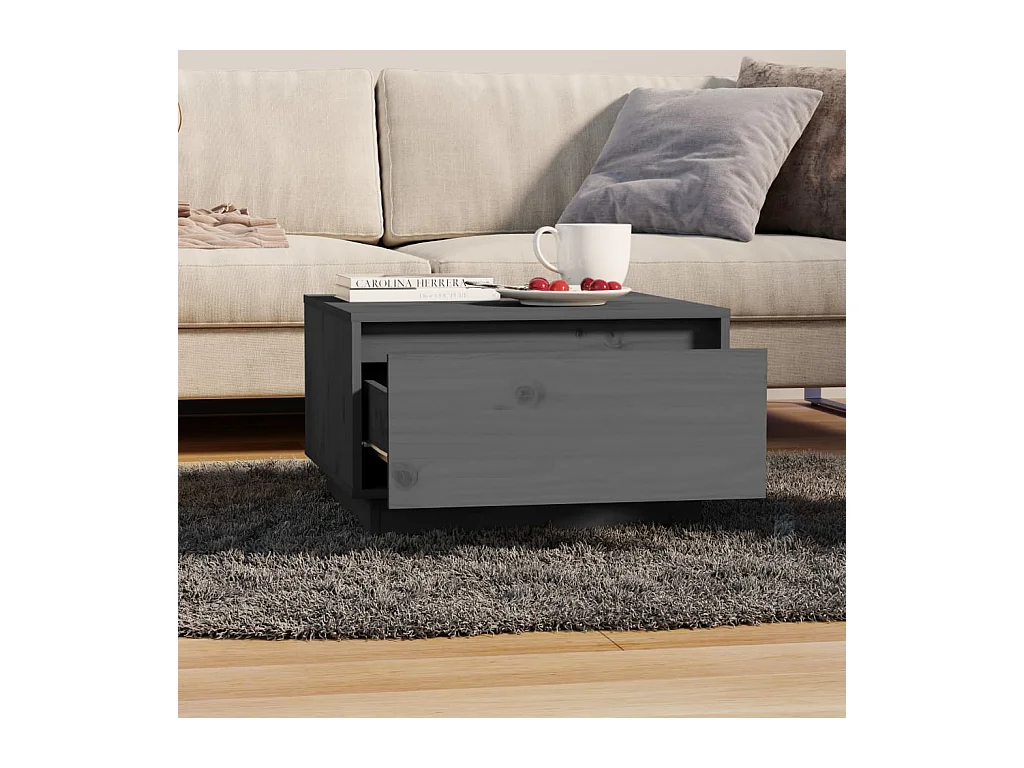 Couchtisch Grau 55x56x32 cm Massivholz Kiefer