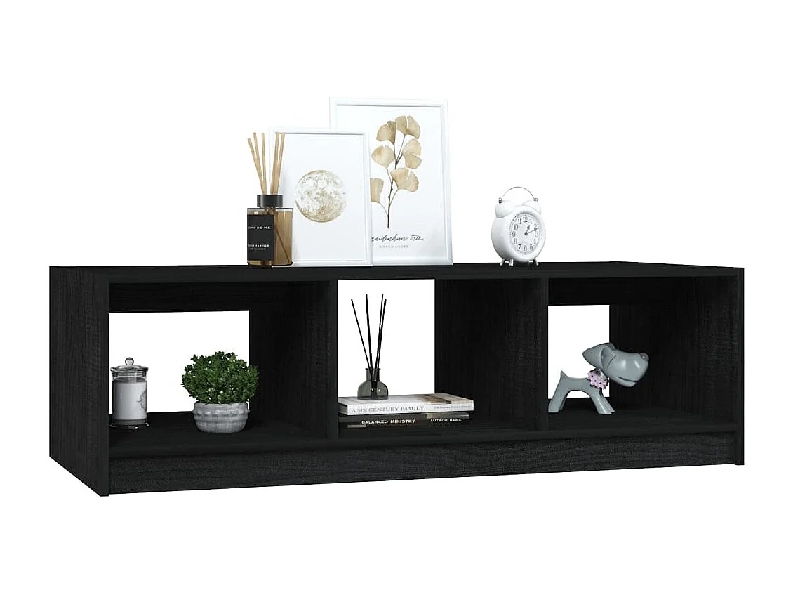 Table basse noir 110x50x34 cm bois de pin massif