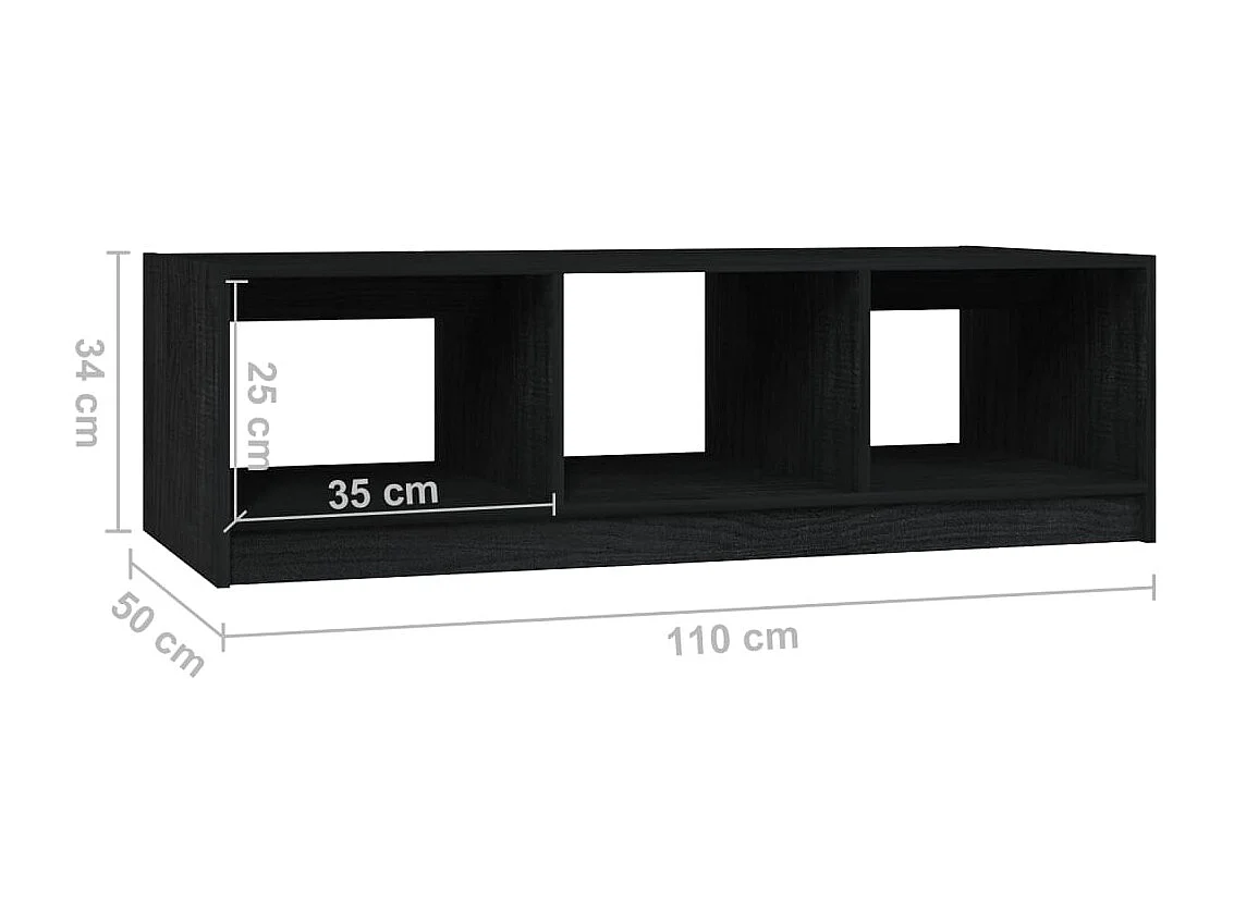 Table basse noir 110x50x34 cm bois de pin massif